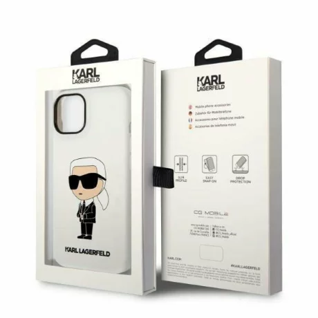 Husa de protectie Karl Lagerfeld Liquid Silicone Ikonik NFT pentru iPhone 14 Plus, Alb