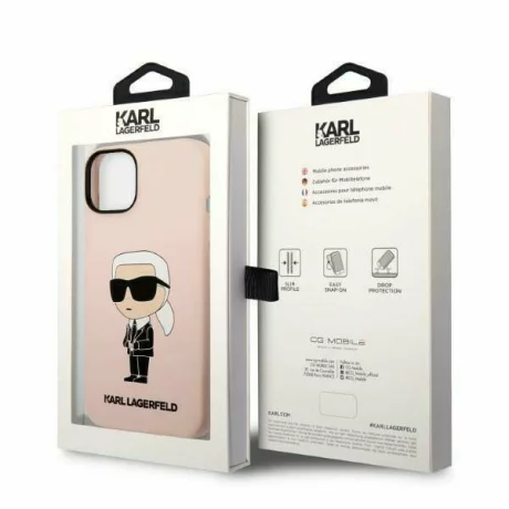 Husa de protectie Karl Lagerfeld Liquid Silicone Ikonik NFT pentru iPhone 14 Plus, Roz