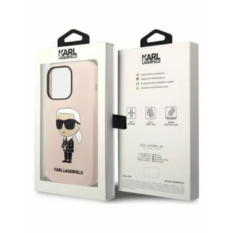 Husa de protectie Karl Lagerfeld Liquid Silicone Ikonik NFT pentru iPhone 14 Pro, Roz