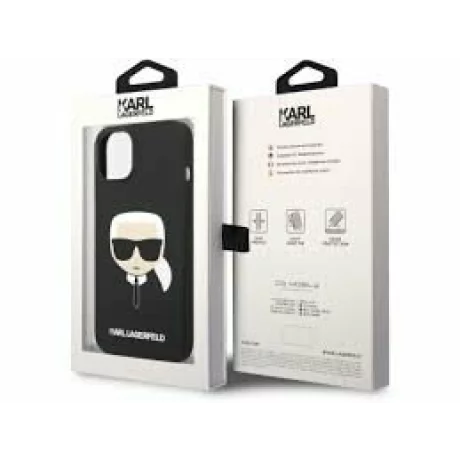 Husa de protectie Karl Lagerfeld Liquid Silicone Karl Head MagSafe Compatible pentru iPhone 14 Plus, Negru
