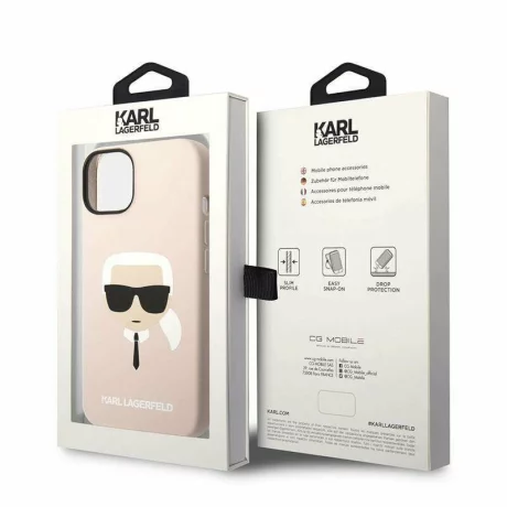 Husa de protectie Karl Lagerfeld Liquid Silicone Karl Head MagSafe Compatible pentru iPhone 14 Plus, Roz