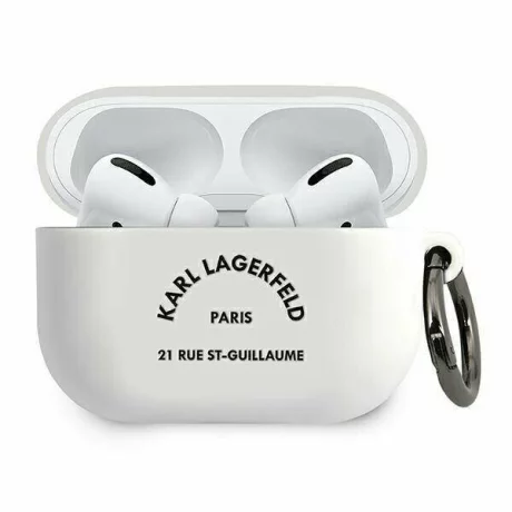 Husa de protectie Karl Lagerfeld Rue St Guillaume pentru Apple AirPods Pro, Alb