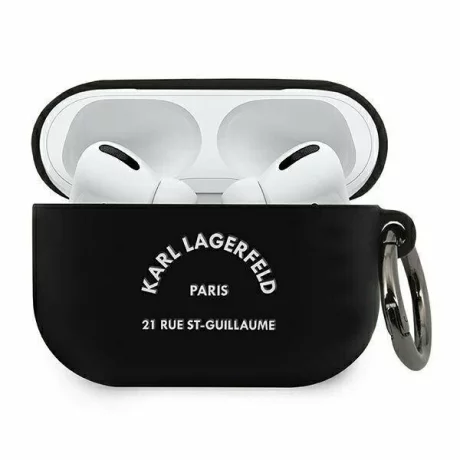 Husa de protectie Karl Lagerfeld Rue St Guillaume pentru Apple AirPods Pro, Negru