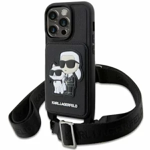 Husa de protectie Karl Lagerfeld Saffiano Crossbody Karl and Choupette NFT pentru iPhone 14 Pro Max, Negru