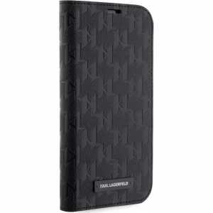 Husa de protectie Karl Lagerfeld Saffiano Monogram Book pentru iPhone 14 Pro, Negru