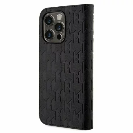 Husa de protectie Karl Lagerfeld Saffiano Monogram Book pentru iPhone 14 Pro, Negru