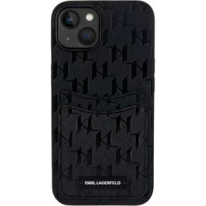 Husa de protectie Karl Lagerfeld Saffiano Monogram Card Slot pentru iPhone 14, Negru