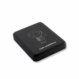 Acumulator extern wireless Karl Lagerfeld, 3000mAh, Magsafe, 1xUSB-C, Indicator baterie, Negru