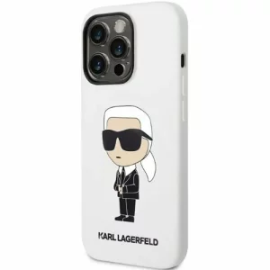 Husa de protectie Karl Lagerfeld Liquid Silicone Ikonik NFT pentru iPhone 14 Pro Max, Alb