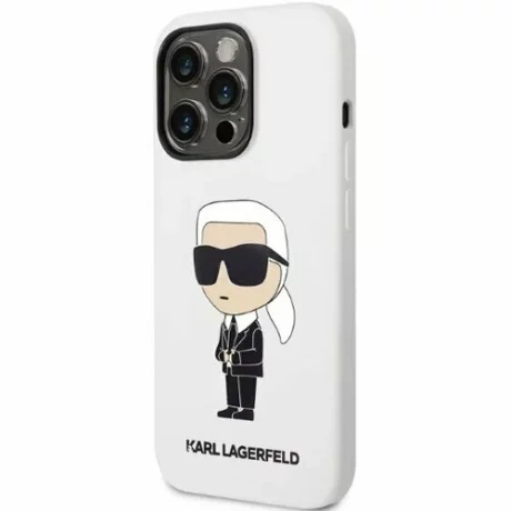 Husa de protectie Karl Lagerfeld Liquid Silicone Ikonik NFT pentru iPhone 14 Pro Max, Alb
