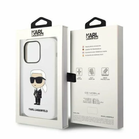 Husa de protectie Karl Lagerfeld Liquid Silicone Ikonik NFT pentru iPhone 14 Pro Max, Alb
