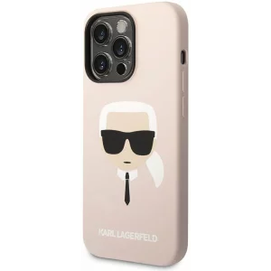 Husa de protectie Karl Lagerfeld Liquid Silicone Karl Head MagSafe Compatible pentru iPhone 14 Pro, Roz