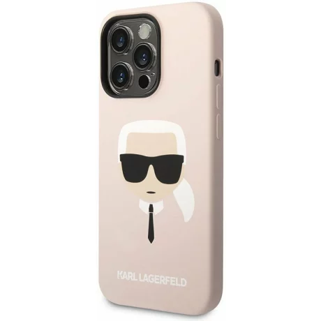 Husa de protectie Karl Lagerfeld Liquid Silicone Karl Head MagSafe Compatible pentru iPhone 14 Pro, Roz