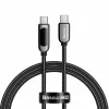 Cablu Date si Incarcare Baseus, Display CATSK-B01, USB Type-C la USB Type-C, 1m, 100W, Negru