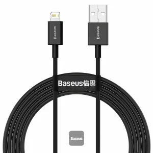 Cablu Date si Incarcare Baseus tip USB la Lightning Superior, 2 m, 2.4A, CALYS-C01, Negru