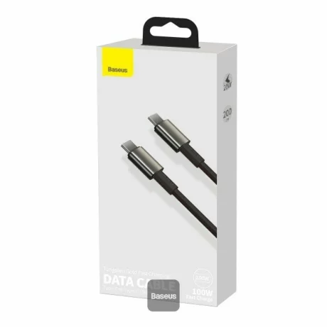 Cablu Date si Incarcare Baseus USB Type-C la USB Type-C, 2 m, 100 W, 5 A, CATWJ-A01, Negru