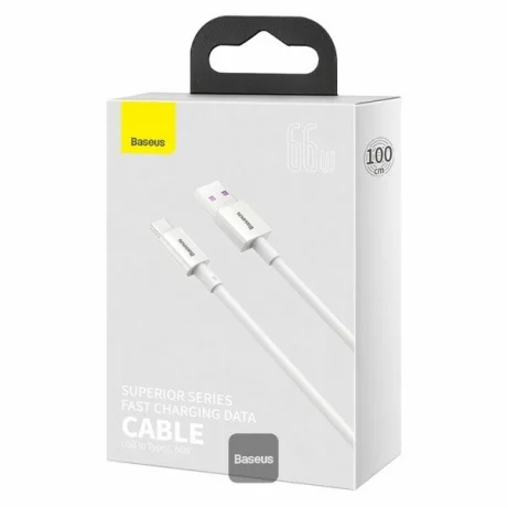 Cablu Incarcare Baseus, Superior Series CATYS-02, USB la USB Type-C, 1m, 66W, Alb