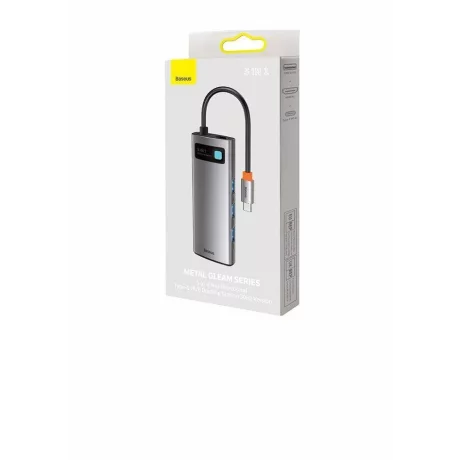 Hub Baseus WKWG020013 Metal Gleam Series 5-in-1, conectare PC USB Type-C, 3 x USB 3.0, 1 x Type-C PD 100W, 1 x HDMI 4K/30Hz, gri