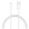Cablu alimentare si date Baseus, Superior, Fast Charging, USB la Lightning 2.4A 1.5m, Alb CALYS-B02