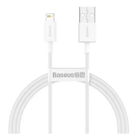Cablu alimentare si date Baseus, Superior, Fast Charging, USB la Lightning 2.4A 1.5m, Alb CALYS-B02