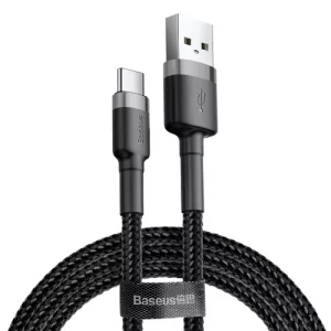Cablu Date si Incarcare Baseus, Cafule CATKLF-AG1, USB la USB Type-C, 0.5 m, 3A, Negru