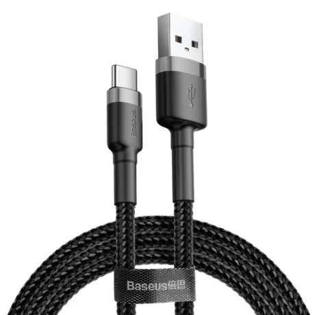 Cablu Date si Incarcare Baseus, Cafule CATKLF-AG1, USB la USB Type-C, 0.5 m, 3A, Negru