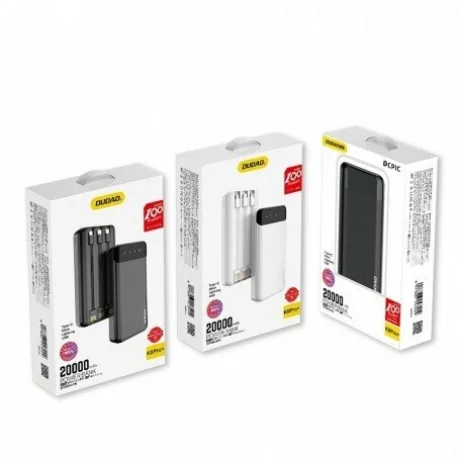 Acumulator extern Dudao, 20000mAh USB tip C , micro USB, Lightning, Negru