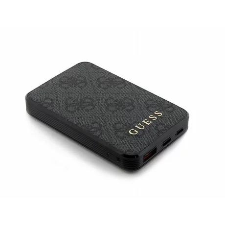 Acumulator extern Guess, 5000mAh, 15W, 1xUSB, 1xUSB-C, 1xMicroUSB, Indicator baterie, Negru