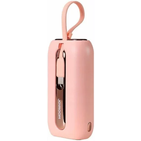Acumulator extern Joyroom, Colorful Series, 10000mAh, 22.5W, 1xUSB-C, Indicator baterie, Cablu Lightning si USB-C incorporat, Roz