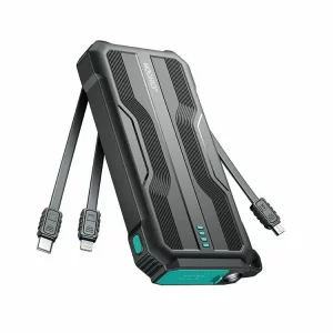 Acumulator extern Joyroom,  Extreme, 10000mAh, 1xUSB, 1xUSB-C, Indicator baterie, Lanterna, Cablu Lightning, USB-C si MicroUSB incorporat, Negru