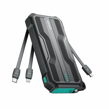 Acumulator extern Joyroom,  Extreme, 10000mAh, 1xUSB, 1xUSB-C, Indicator baterie, Lanterna, Cablu Lightning, USB-C si MicroUSB incorporat, Negru