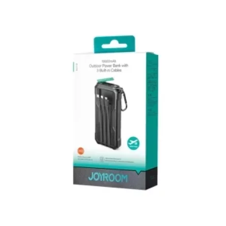 Acumulator extern Joyroom,  Extreme, 10000mAh, 1xUSB, 1xUSB-C, Indicator baterie, Lanterna, Cablu Lightning, USB-C si MicroUSB incorporat, Negru