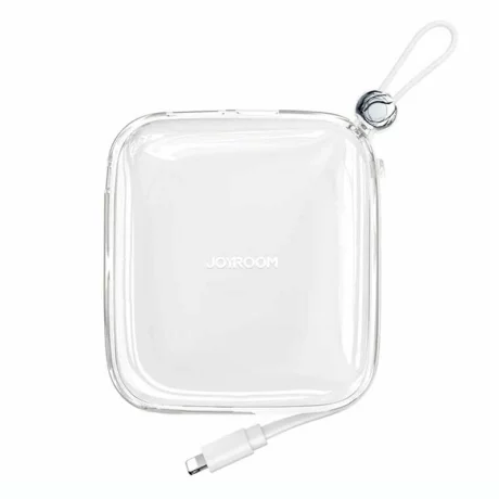 Acumulator extern Joyroom, Jelly Series, 10000mAh, 22.5W, 1xUSB, 1xUSB-C, Cablu Lightning incorporat, Alb
