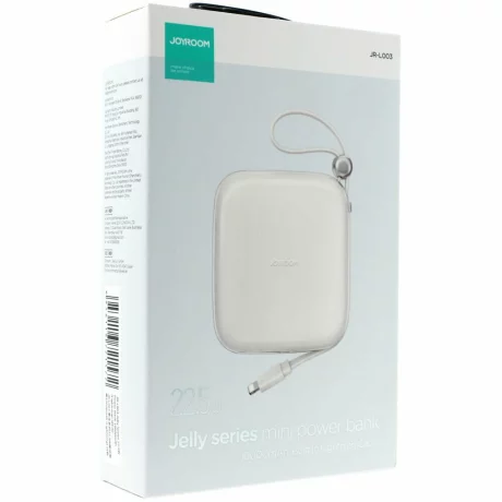 Acumulator extern Joyroom, Jelly Series, 10000mAh, 22.5W, 1xUSB, 1xUSB-C, Cablu Lightning incorporat, Alb