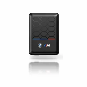 Acumulator extern wireless BMW M Collection, 3000mAh, 5W, Magsafe, 1xUSB-C, 1xMicroUSB, Cablu USB-C inclus, Indicator baterie, Negru