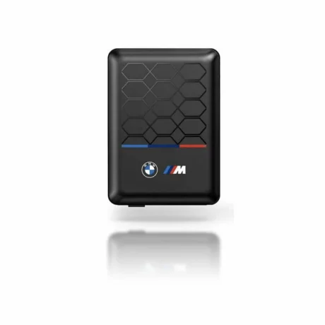 Acumulator extern wireless BMW M Collection, 3000mAh, 5W, Magsafe, 1xUSB-C, 1xMicroUSB, Cablu USB-C inclus, Indicator baterie, Negru