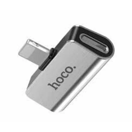 Adaptor Audio HOCO, LS24, tip Lightning la Lightning / Lightning, Argintiu