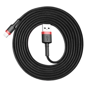 Cablu Date si Incarcare Baseus, Cafule CALKLF-C19, USB la Lightning, 1.5A, 2m, Negru - Rosu