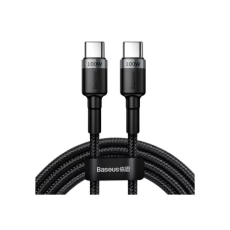 Cablu Date si Incarcare Baseus, Cafule CATKLF-ALG1, USB Type-C la USB Type-C, 100W, 2m, Gri