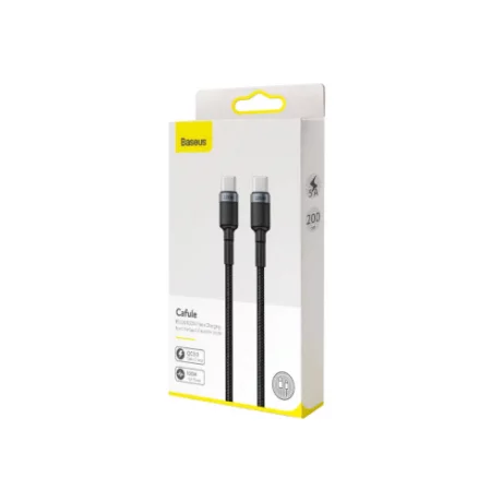 Cablu Date si Incarcare Baseus, Cafule CATKLF-ALG1, USB Type-C la USB Type-C, 100W, 2m, Gri