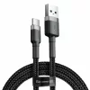 Cablu Date si Incarcare Baseus, Cafule CATKLF-BG1, USB la USB Type-C, 3A, 1m, Gri - Negru