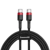 Cablu Date si Incarcare Baseus, Cafule CATKLF-G91, USB Type-C la USB Type-C, 1m, 60W, 3A, Negru Rosu