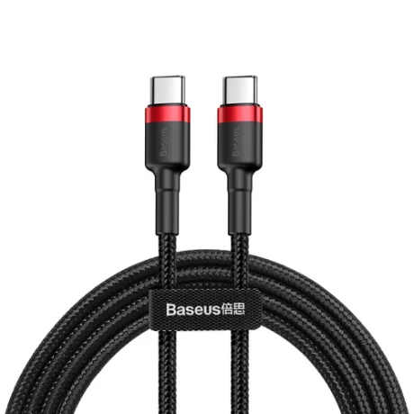 Cablu Date si Incarcare Baseus, Cafule CATKLF-G91, USB Type-C la USB Type-C, 1m, 60W, 3A, Negru Rosu