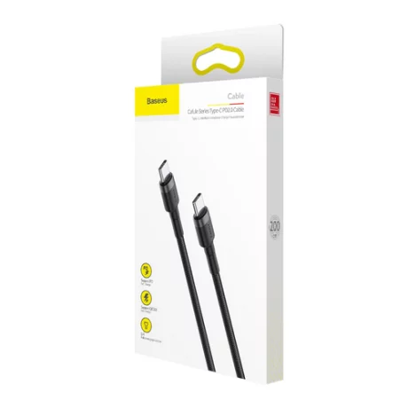 Cablu Date si Incarcare Baseus CATKLF-HG1 Type C Baseus Cafule QC 3.0 60W 3A 2m Negru