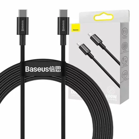 Cablu Date si Incarcare Baseus, Superior Series CATYS-C01, USB Type-C la USB Type-C, 2m, 100W, Negru