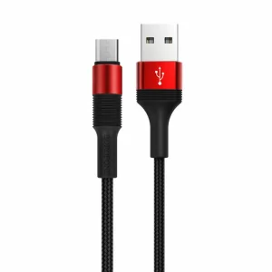Cablu Date si Incarcare Borofone, BX21 Outstanding, USB la MicroUSB, 1m, 2.4A, Negru Rosu