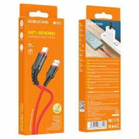 Cablu Date si Incarcare Borofone, BX67, USB la USB Type-C, 1m, 3A, Rosu