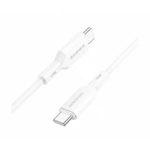 Cablu Date si Incarcare Borofone, BX70, USB Type-C la USB Type-C, 1m, 3A, 60W, Alb
