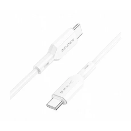 Cablu Date si Incarcare Borofone, BX70, USB Type-C la USB Type-C, 1m, 3A, 60W, Alb