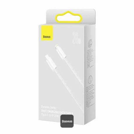 Cablu de date / adaptor Baseus Dynamic CALD000002, USB-C Male la Lightning Male, PD 20W, Fast Charging, 1 m, Alb